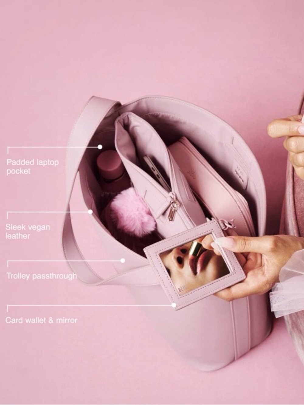 BEIS Pale Pink Shoulder Tote - Picture 2 of 8